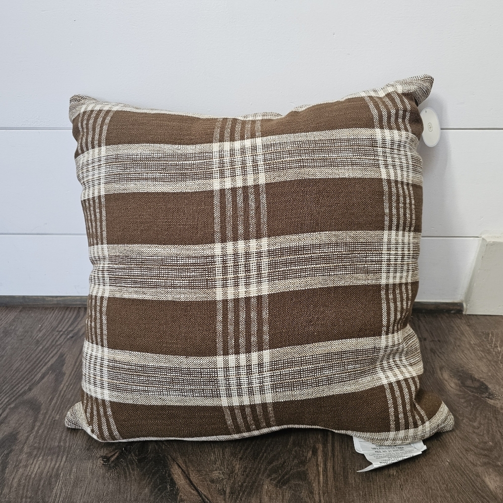 Studio McGee By Threshold Cotton Linen Brown Throw Pillow